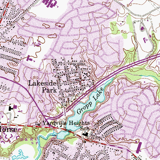 Topographic Map of Lakeside Park, NJ