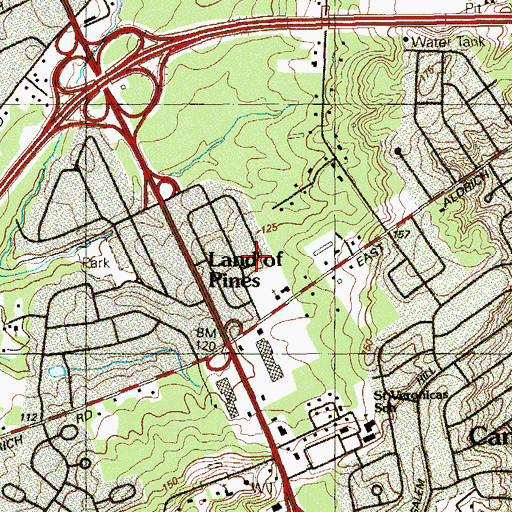 Topographic Map of Land of Pines, NJ