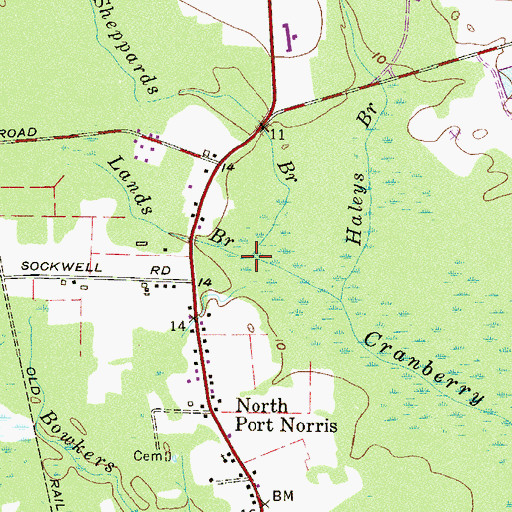 Topographic Map of Lands Branch, NJ