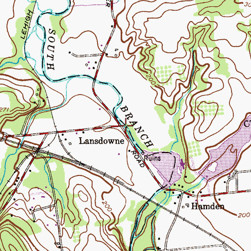 Topographic Map of Lansdowne, NJ