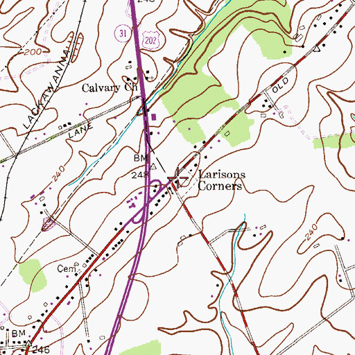 Topographic Map of Larisons Corners, NJ