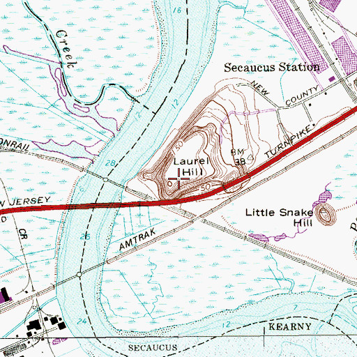 Topographic Map of Laurel Hill, NJ
