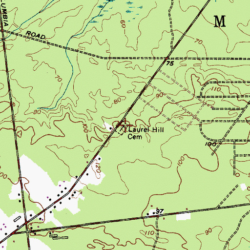 Topographic Map of Laurel Hill Cemetery, NJ