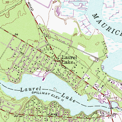 Topographic Map of Laurel Lake, NJ
