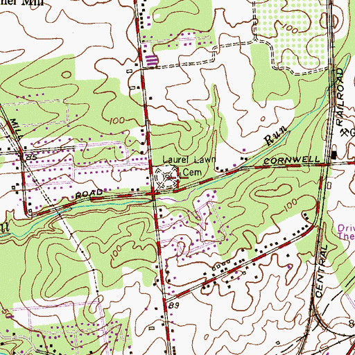 Topographic Map of Laurel Lawn Cemetery, NJ
