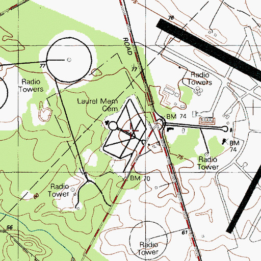 Topographic Map of Laurel Memorial Cemetery, NJ