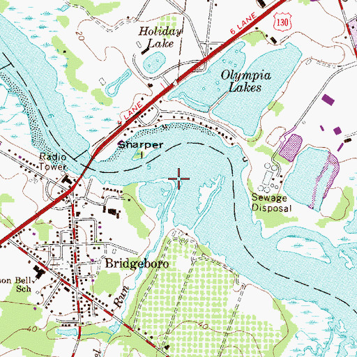Topographic Map of Laurel Run, NJ