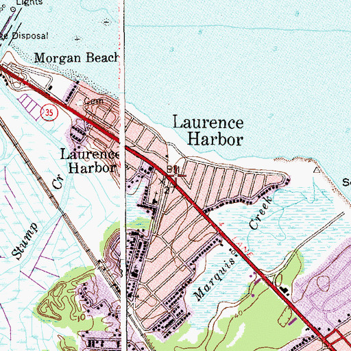 Topographic Map of Laurence Harbor, NJ