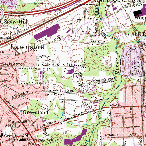 Topographic Map of Lawnside Public Elementary School, NJ