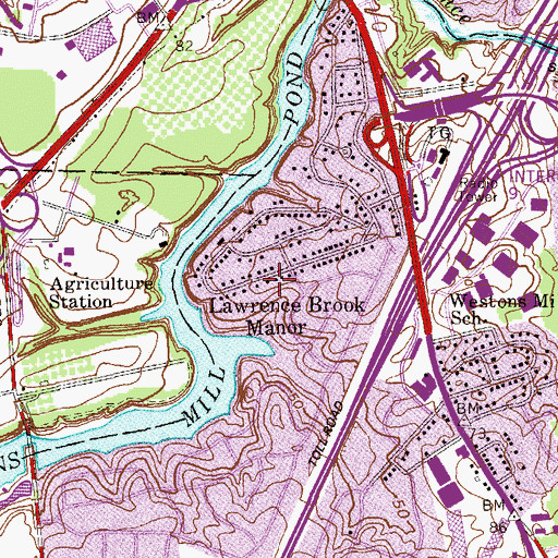 Topographic Map of Lawrence Brook Manor, NJ
