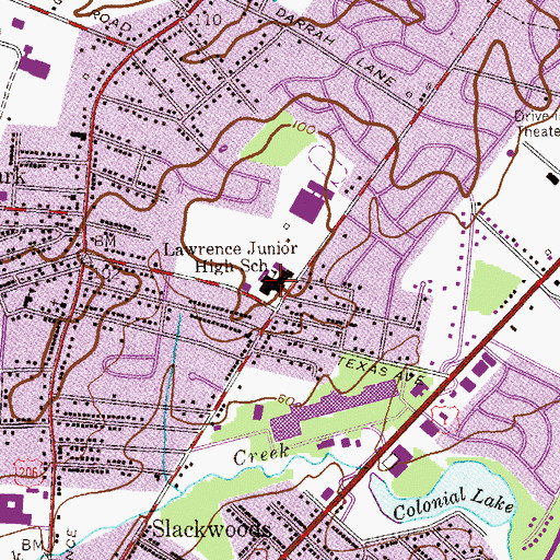 Topographic Map of Lawrence Middle School, NJ