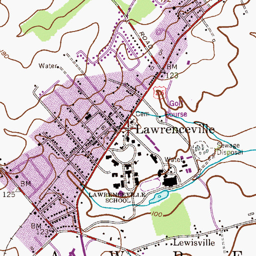 Topographic Map of Lawrenceville, NJ