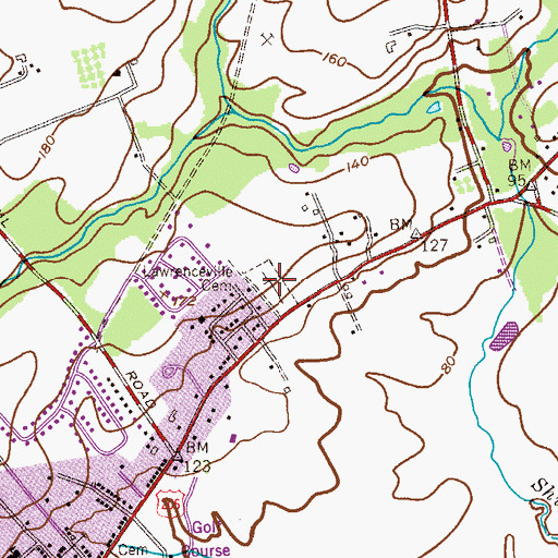 Topographic Map of Lawrenceville Cemetery, NJ