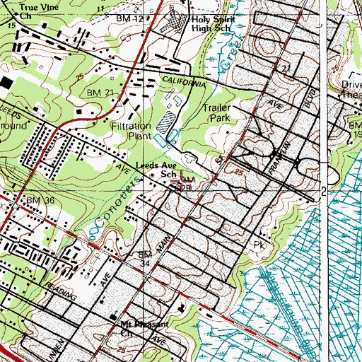 Topographic Map of Leeds Avenue School, NJ
