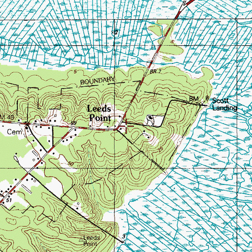 Topographic Map of Leeds Point, NJ