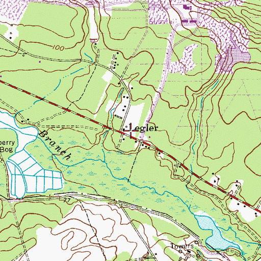 Topographic Map of Legler, NJ