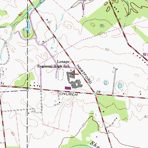 Topographic Map of Lenape High School, NJ