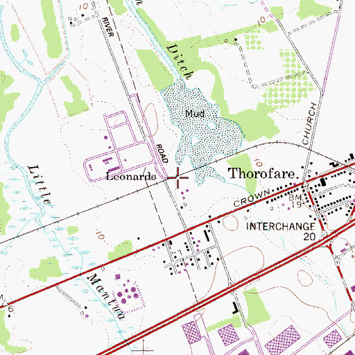 Topographic Map of Leonards, NJ