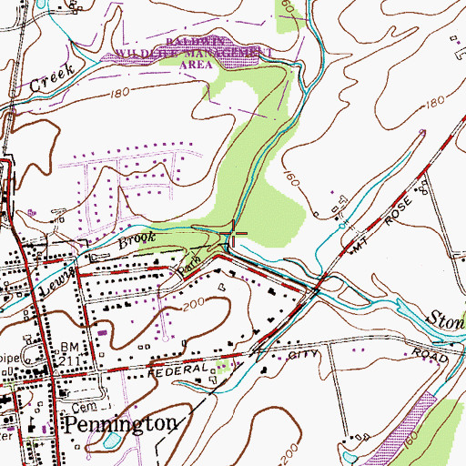 Topographic Map of Lewis Brook, NJ