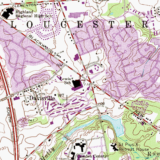 Topographic Map of Charles W Lewis Middle School, NJ