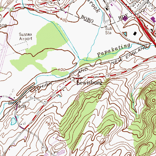 Topographic Map of Lewisburg, NJ
