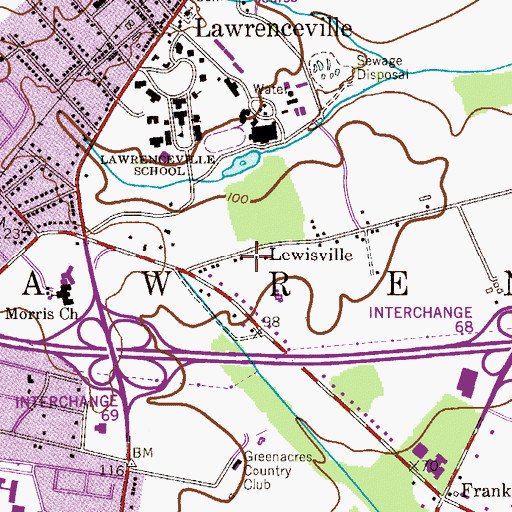 Topographic Map of Lewisville, NJ