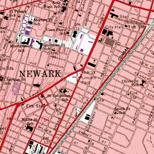 Topographic Map of Lincoln Park, NJ