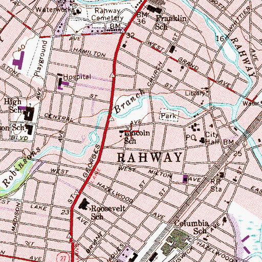 Topographic Map of Lincoln School (historical), NJ