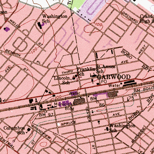 Topographic Map of Lincoln Franklin Elementary School, NJ