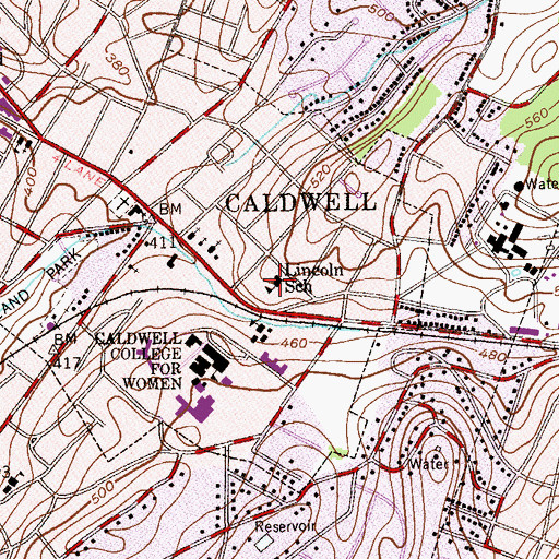 Topographic Map of Lincoln Elementary School, NJ