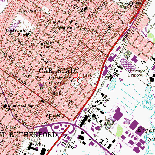 Topographic Map of Lincoln Elementary School, NJ