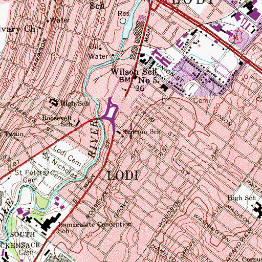 Topographic Map of Lincoln School, NJ