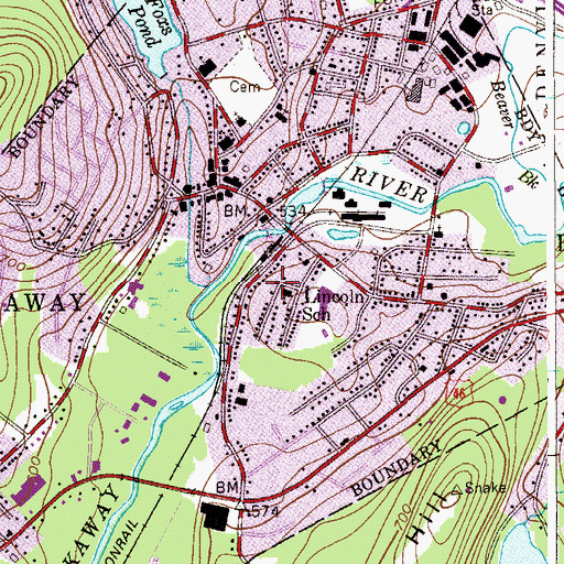 Topographic Map of Lincoln Elementary School, NJ