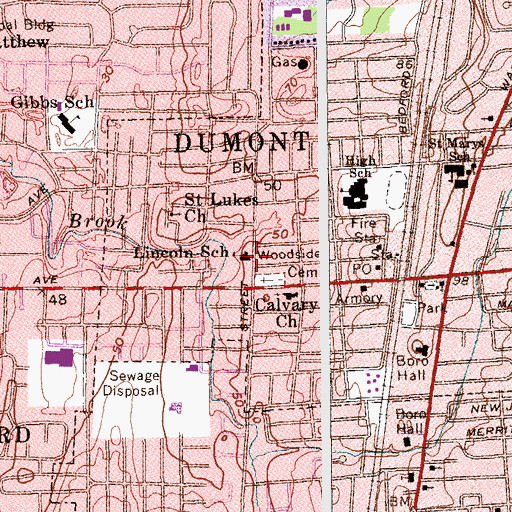 Topographic Map of Lincoln Elementary School, NJ
