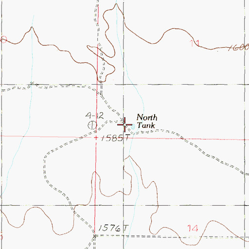 Topographic Map of North Tank, AZ