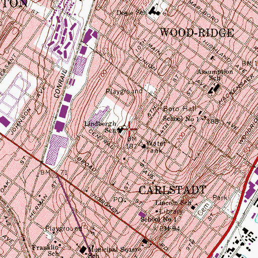 Topographic Map of Lindbergh Elementary School, NJ