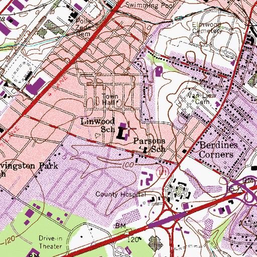 Topographic Map of Linwood Middle School, NJ