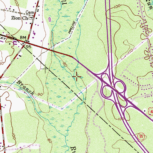 Topographic Map of Little Ease Run, NJ
