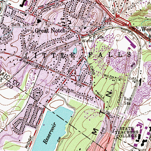 Topographic Map of Little Falls, NJ
