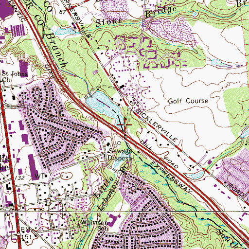 Topographic Map of Little Lebanon Branch, NJ