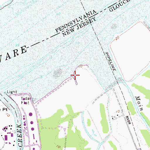 Topographic Map of Little Mantua Creek, NJ