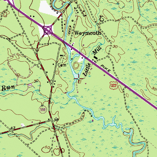 Topographic Map of Little Mill Creek, NJ