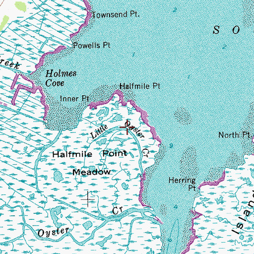 Topographic Map of Little Oyster Creek, NJ