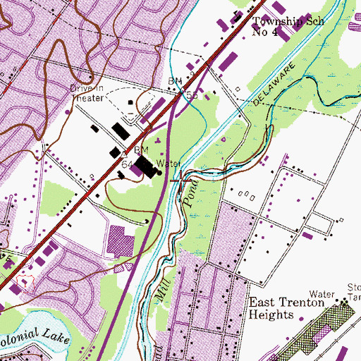 Topographic Map of Little Shabakunk Creek, NJ