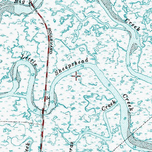 Topographic Map of Little Sheepshead Creek, NJ