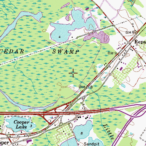 Topographic Map of Little Timber Creek, NJ