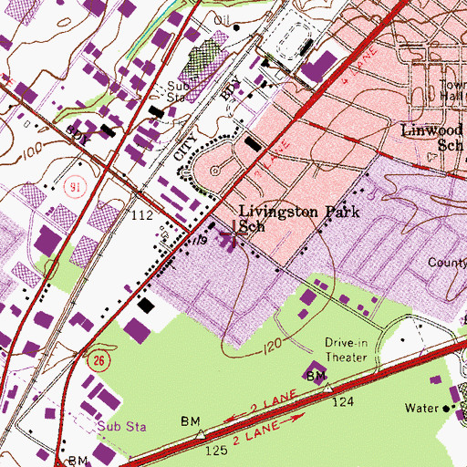 Topographic Map of Livingston Park Elementary School, NJ