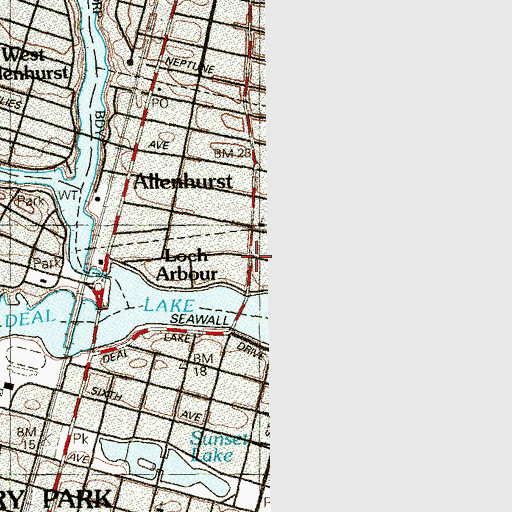 Topographic Map of Loch Arbour, NJ