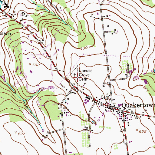 Topographic Map of Locust Grove Cemetery, NJ