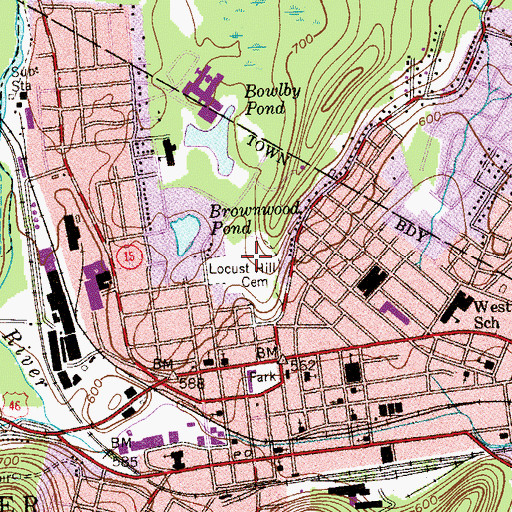 Topographic Map of Locust Hill Cemetery, NJ